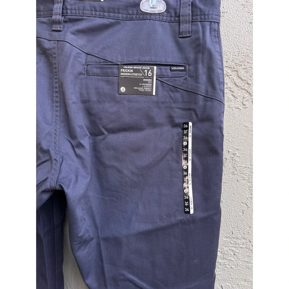Volcom NEW Mens Navy Blue Frickin Modern Stretch Pants SZ 36 Chino Tailored